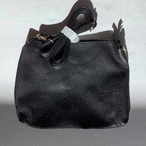 NWOT Joy Susan Black Vegan Leather Crossbody Bag w/ Removable Straps